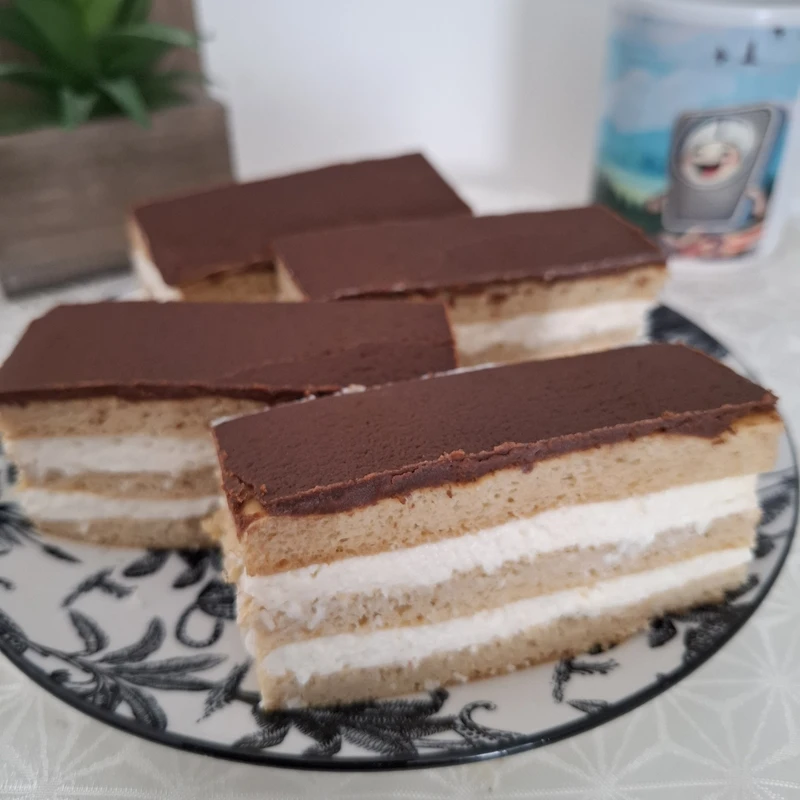 Quark-Kokos-Schnitten, fertiges Gericht auf dem Hauptfoto