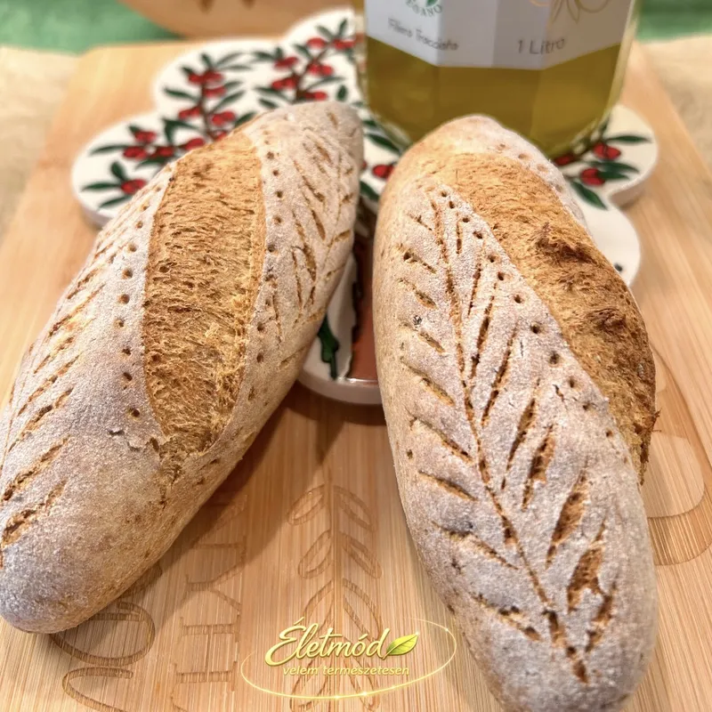 Fibriya-Bauernbrot-Baguettes, fertiges Gericht auf dem Hauptfoto