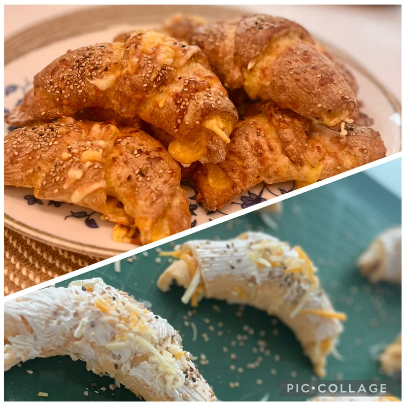 Käse-Croissants, fertiges Gericht auf dem Hauptfoto